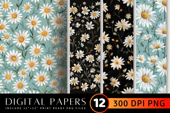 Daisy Embroidery Flowers Digital Paper Review for Etsy Sellers