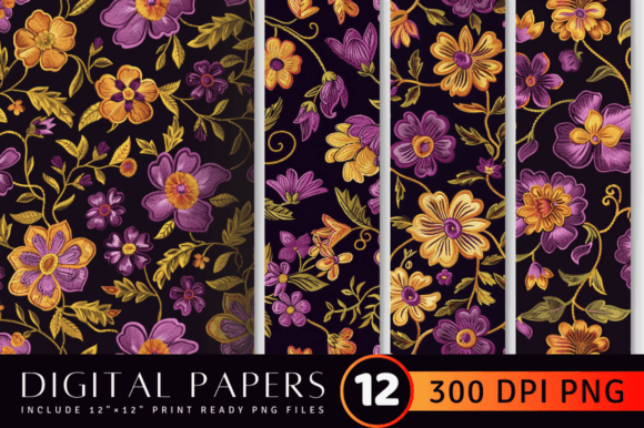 Purple Yellow Floral Embroidery Pattern Review