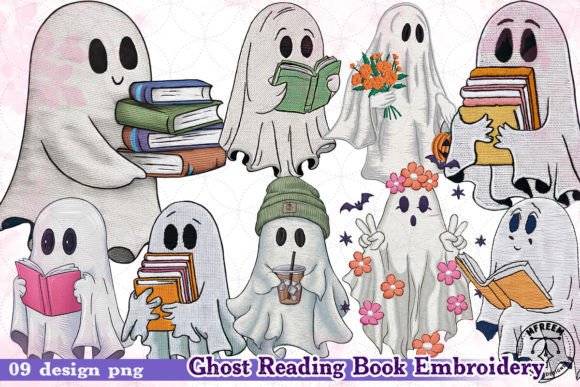 Review: Ghost Reading Book Embroidery Clipart for Gifts