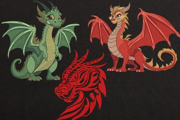Review: SET of 3 Chinese Fly Dragon Embroidery